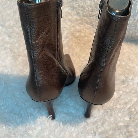 Paraphrase leather metallic Bronze ankle boots pointed toe side zipper SZ9M - Picture 3 of 9
